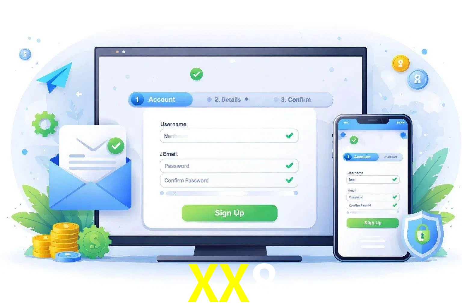 Registro de nuevo usuario y configuración de cuenta XX8